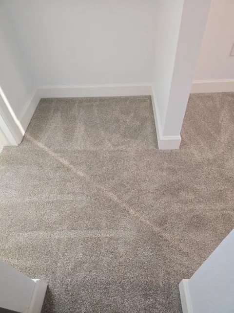 Cozy carpeted landing nook with fresh plush carpet